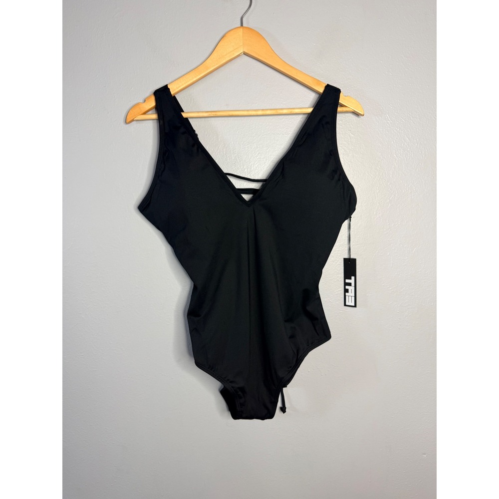 Ta3 Plungey Black XL Short One Piece Shaping Swim NWT